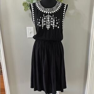 torrid Black Midi Dress with White Embroidered Yoke